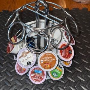 KEURIG tea coffee pod holder rotating silver circle kitchen bar office sturdy 27
